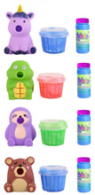 Load image into Gallery viewer, Set of 4 Puking Character Slime Suckers + Bubbles