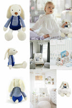 Load image into Gallery viewer, Newborn Baby Gift Set Plush Rabbit and Muslin Receiving Blanket - Sapphire Blue