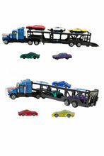 Load image into Gallery viewer, Vintage Die-Cast Truck Transporter and Cars Set - Blue