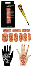 Load image into Gallery viewer, The Henna Bridal Box.. Henna Tattoos with Henna Cones and 3D Nail Appliques
