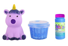 Load image into Gallery viewer, Slime Slurping Puking Squeeze Animal Toy With Bubbles - Crystal Unicorn
