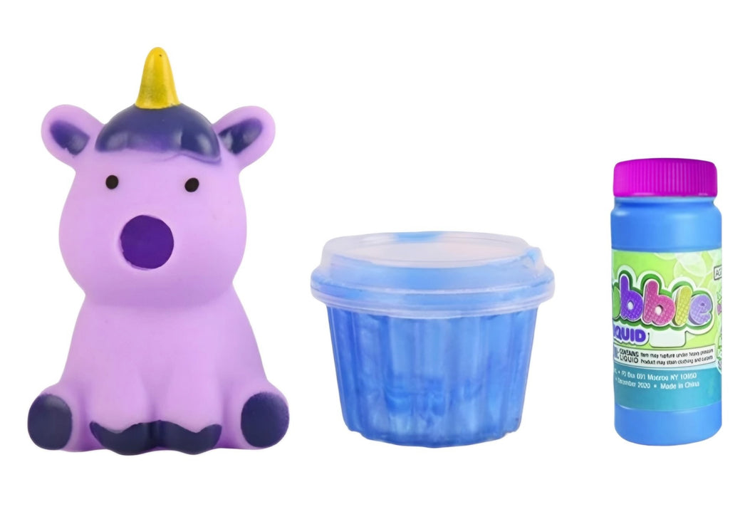 Slime Slurping Puking Squeeze Animal Toy With Bubbles - Crystal Unicorn