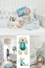 Load image into Gallery viewer, Newborn Baby Gift Set Plush Rabbit and Muslin Receiving Blanket - Teal
