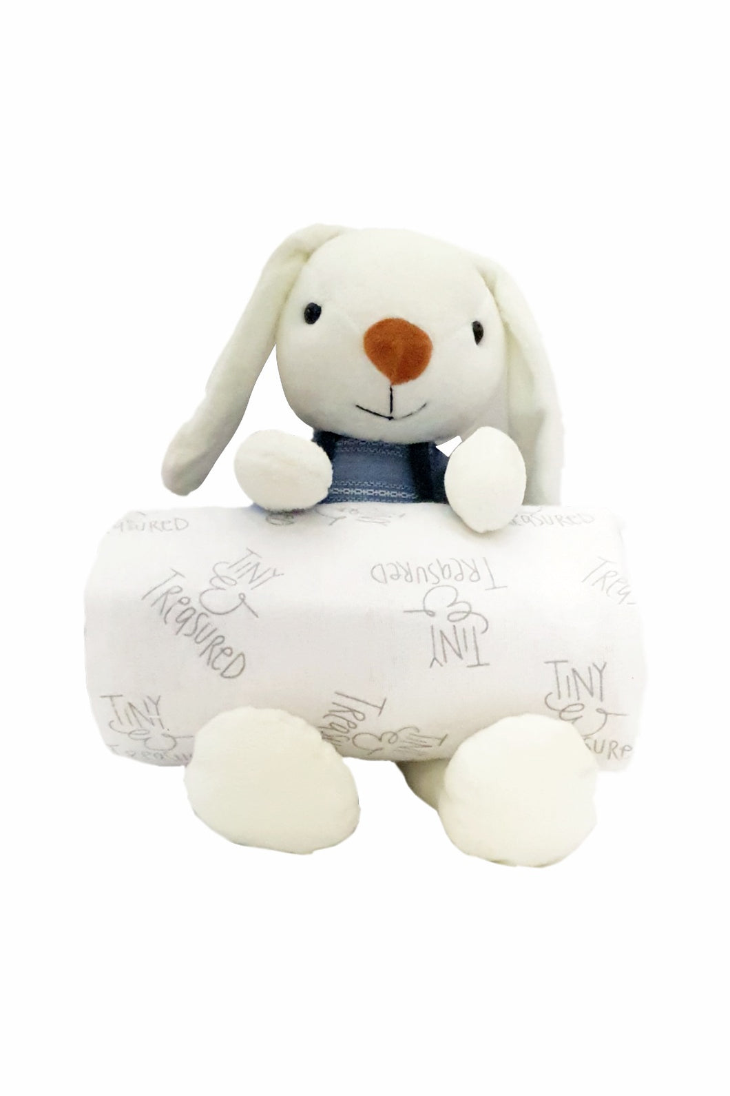 Newborn Baby Gift Set Plush Rabbit and Muslin Receiving Blanket - Sapphire Blue