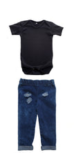 Load image into Gallery viewer, Toddler Clothing Set - Denim Jeans And Black Bodysuit
