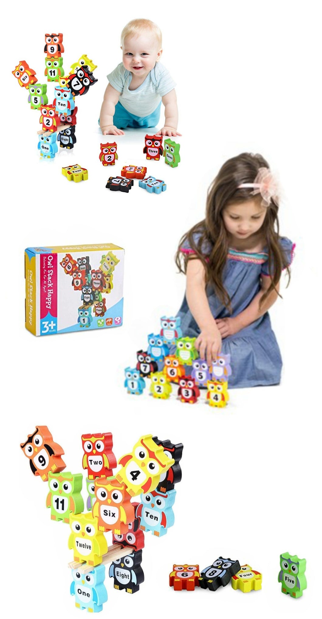 Baby & Toddler Owl Stacker - Wood