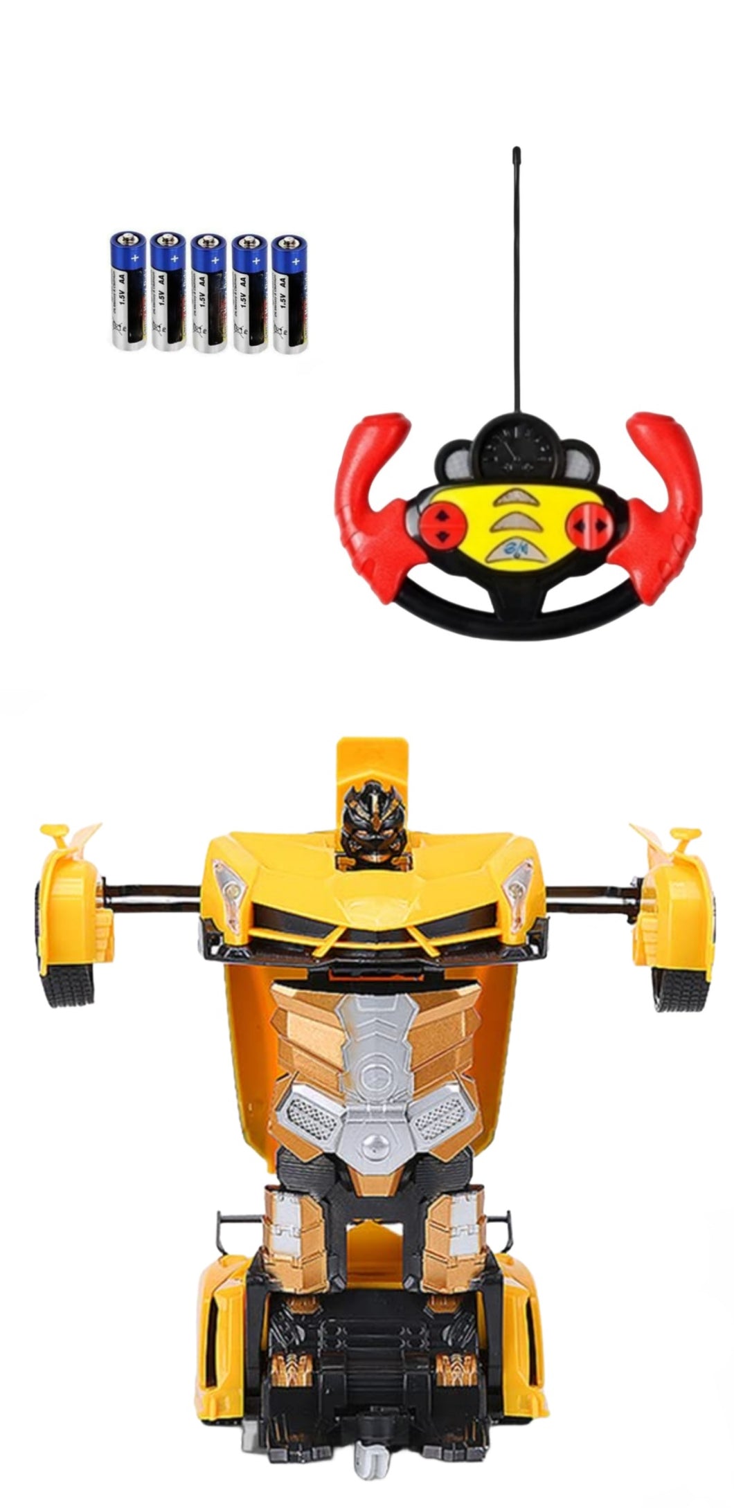 Yellow Transformer Remote Control Car - Transforms From Robot To Car And Back